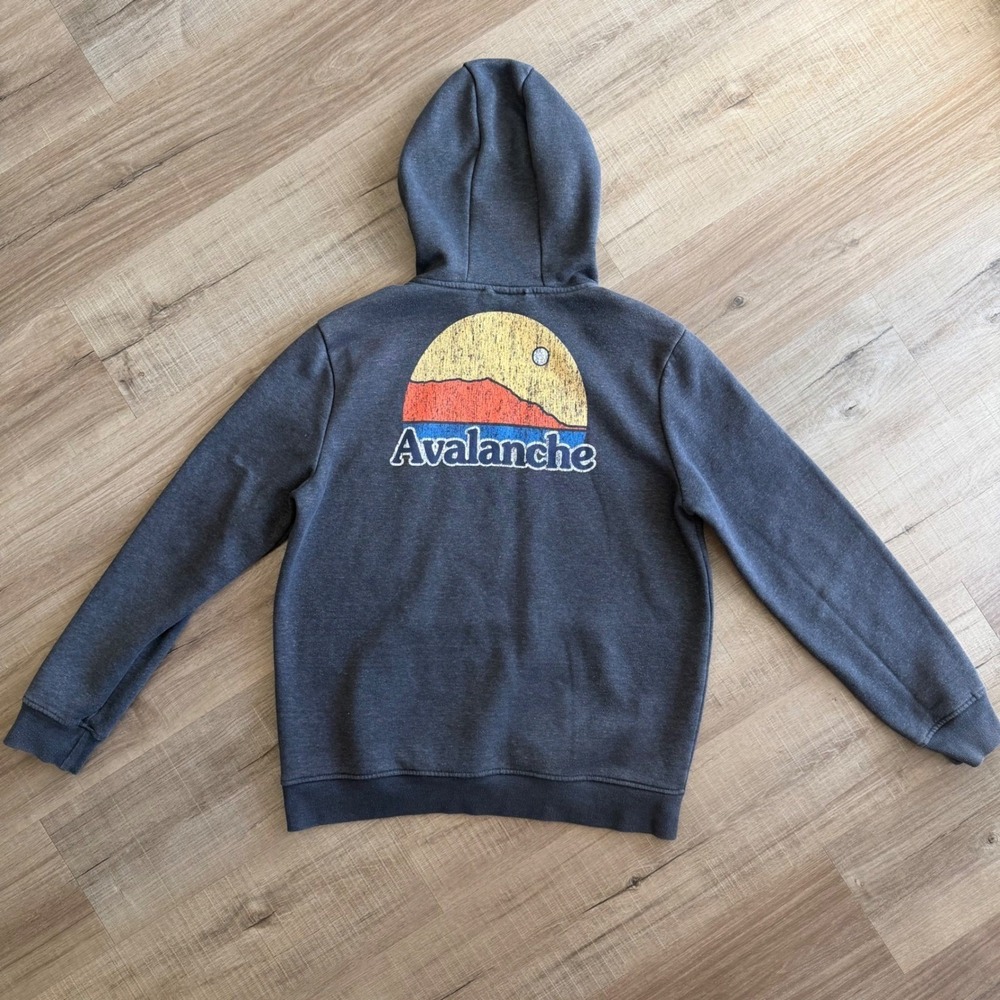 Avalanche Outdoor Supply Co Mens Medium Gray Graphic Hoodie Fleece Pullover